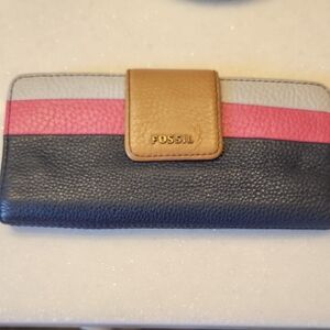 Fossil Women's Pink, Gray, and Navy Wallet